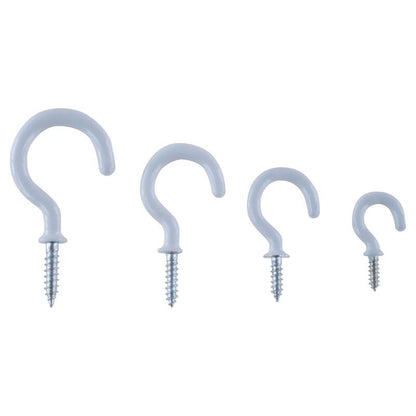 HANDY HARDWARE Fasteners & Fixings in Storage Case White PVC Round Screw Hooks Assorted Sizes 70 Piece