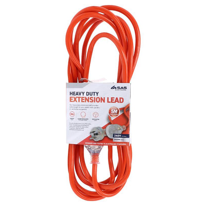 SAS Heavy Duty Orange Extension Lead 5m