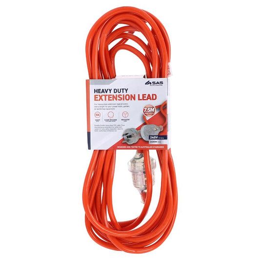 SAS Heavy Duty Orange Extension Lead 7.5m