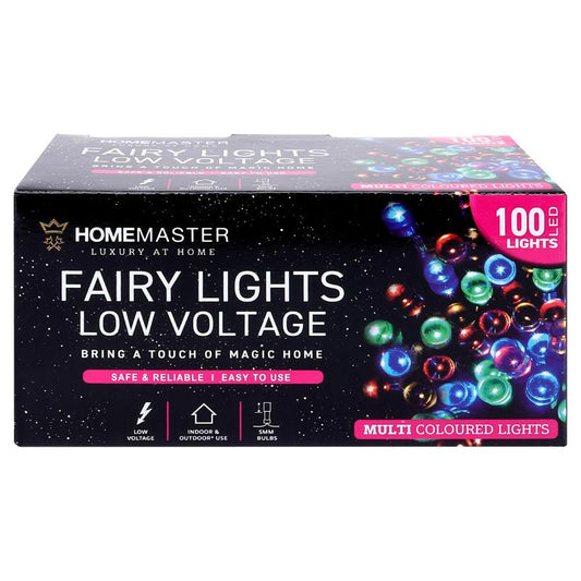 HOME MASTER Multi Coloured Fairy Lights 100 LED Total Length 6.5m Electrical 8 Function