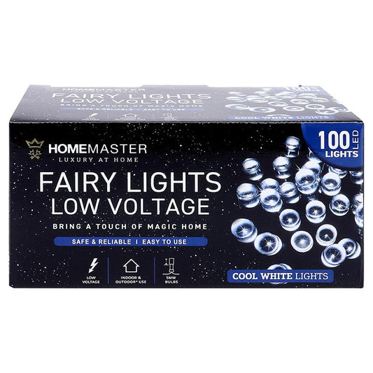 HOME MASTER Cool White Fairy Lights 100 LED Total Length 6.5m Electrical 8 Function