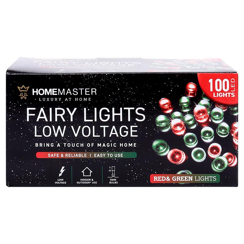 HOME MASTER Red and Green Fairy Lights 100 LED Total Length 6.5m Electrical 8 Function