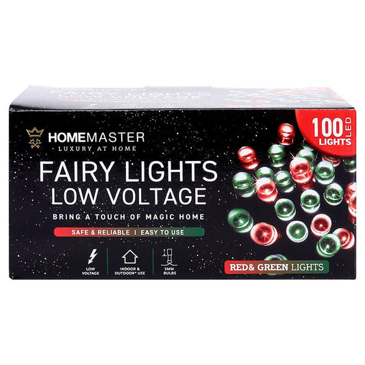 HOME MASTER Red and Green Fairy Lights 100 LED Total Length 6.5m Electrical 8 Function