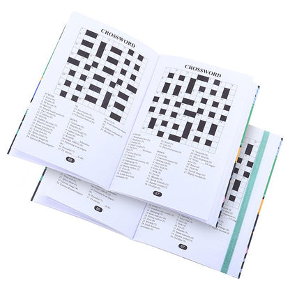 PUZZLE BOOK  Crossword with Elastic Closure 150x103mm (128 Page) - - Choose from 4 Cover Designs