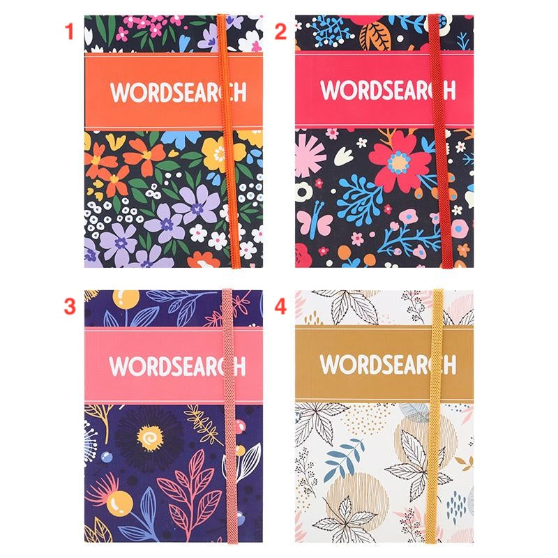 PUZZLE BOOK Wordsearch with Elastic Closure 150x103mm (128 Page) - Choose from 4 Cover Designs