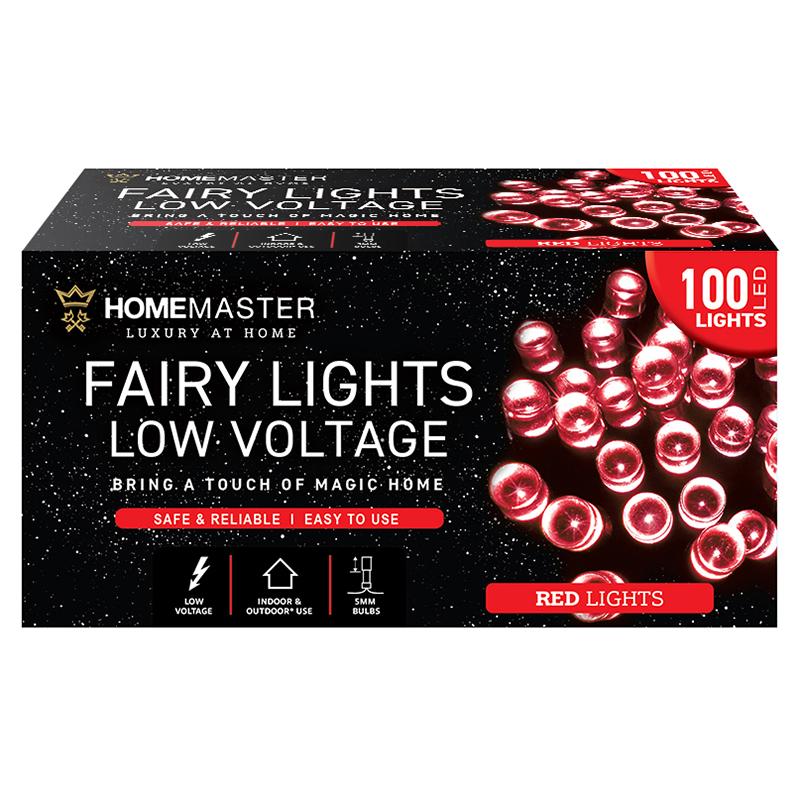 HOME MASTER Red Fairy Lights 100 LED Total Length 6.5m Electrical 8 Function