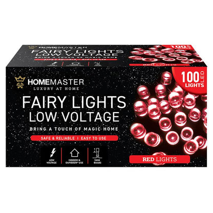 HOME MASTER Red Fairy Lights 100 LED Total Length 6.5m Electrical 8 Function