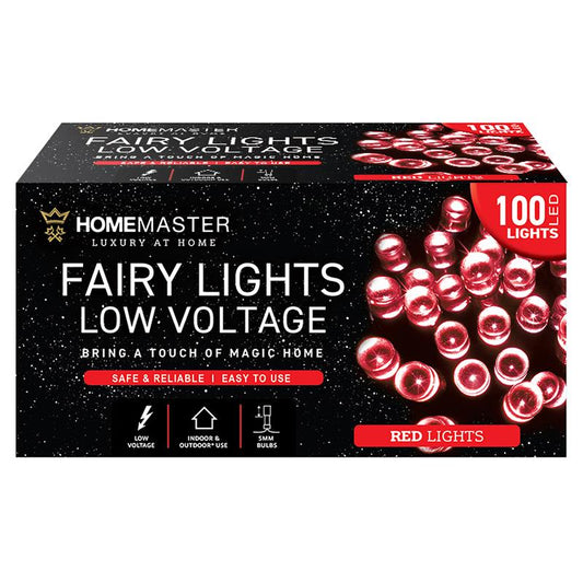 HOME MASTER Red Fairy Lights 100 LED Total Length 6.5m Electrical 8 Function