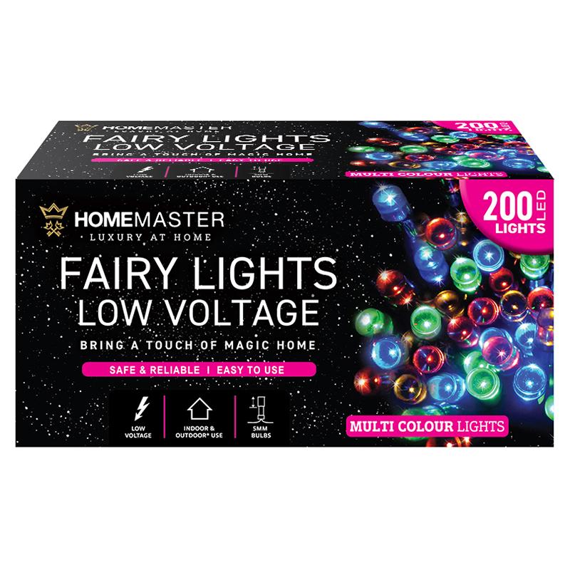 HOME MASTER Multi Coloured Fairy Lights 200 LED Total Length 13.5m Electrical 8 Function