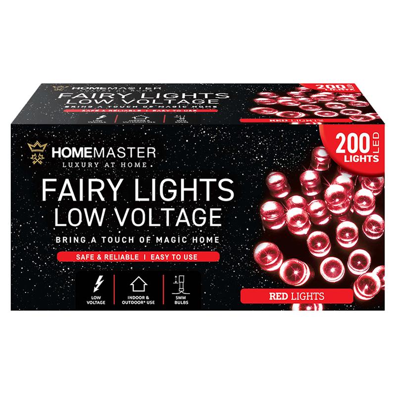 HOME MASTER Red Fairy Lights 200 LED Total Length 13.5m Electrical 8 Function