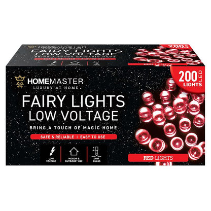 HOME MASTER Red Fairy Lights 200 LED Total Length 13.5m Electrical 8 Function