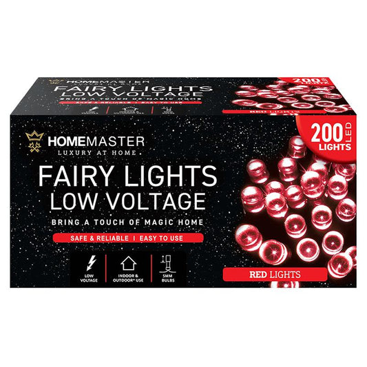 HOME MASTER Red Fairy Lights 200 LED Total Length 13.5m Electrical 8 Function