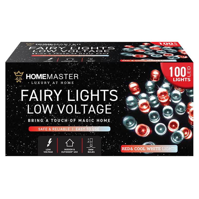 HOME MASTER Red and Cool White Fairy Lights 200 LED Total Length 13.5m Electrical 8 Function