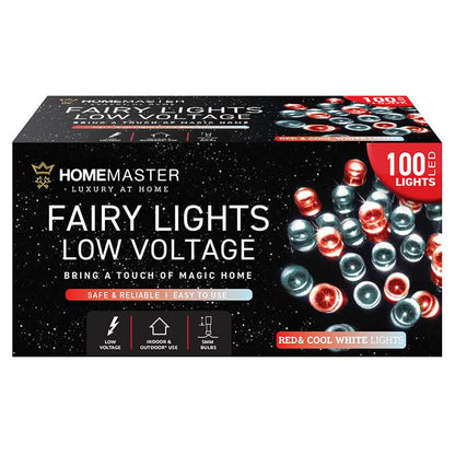 HOME MASTER Red and Cool White Fairy Lights 200 LED Total Length 13.5m Electrical 8 Function