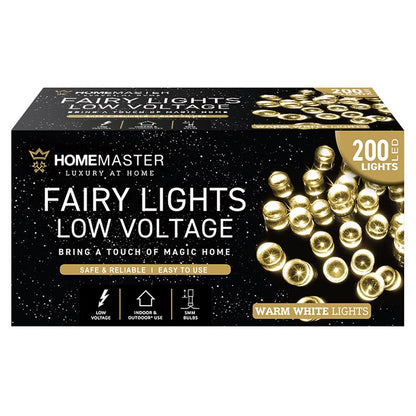 HOME MASTER Warm White Fairy Lights 200 LED Total Length 13.5m Electrical 8 Function