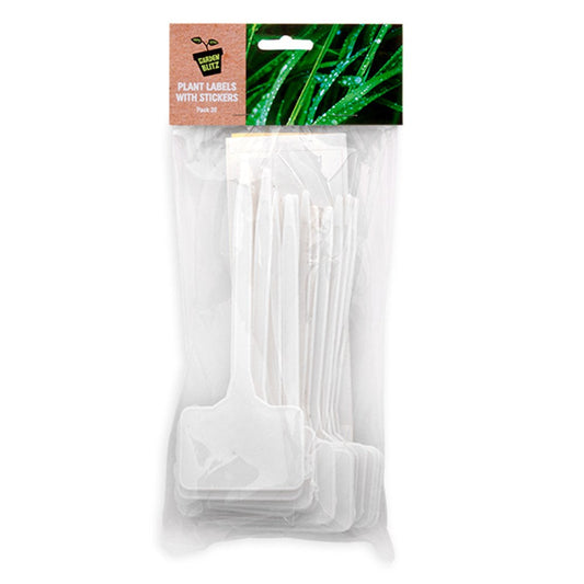 GARDEN BLITZ - White Plant Labels with Stickers 20 Pack