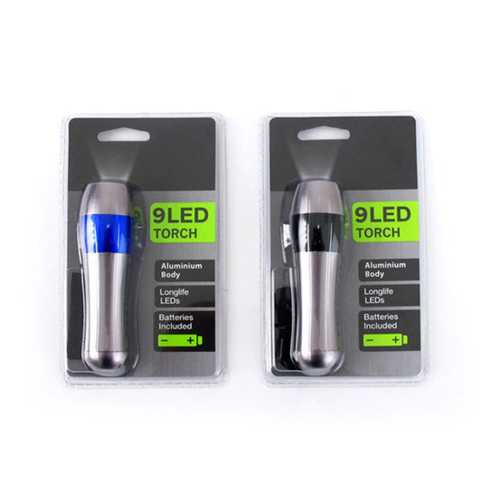 Silver Aluminum Torch 9 LED - Choose from Blue or Black Band