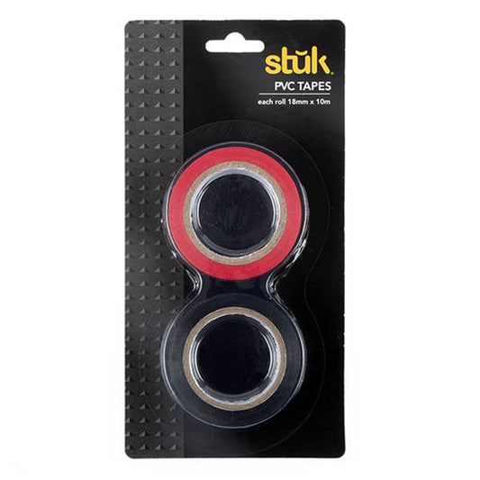 STUK PVC Tape 10mx1.8cm - Black and Red (2 Pack)