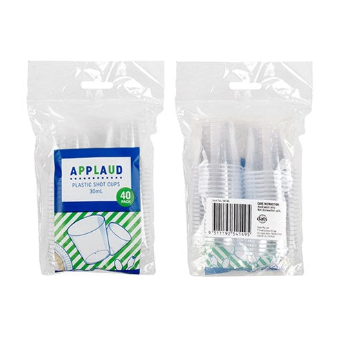 APPLAUD 30ml Clear Plastic Shot Cups 40 Pack