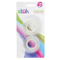 STUK Clear Sticky Tape Refill 33m x 1.8cm (2 Pack)