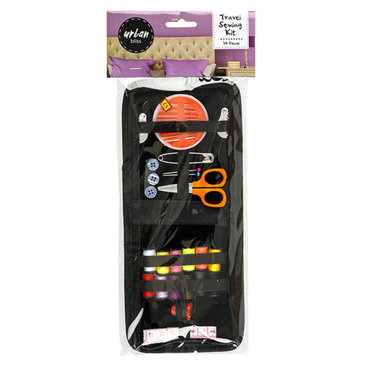 URBAN BLISS Travel Sewing Kit in Black Zip Closure Case 34 Piece