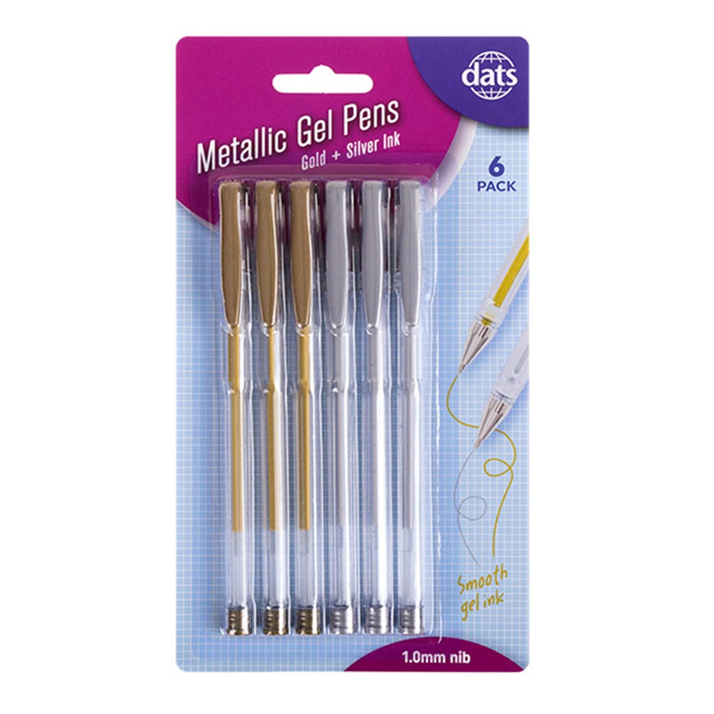Metallic Silver & Gold Gel Pens with 1.0mm 6 Pack