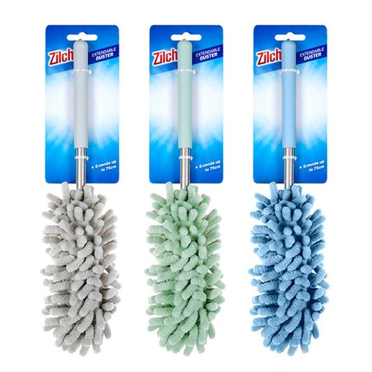 ZILCH Extendable Duster 27cm to 75cm with Bendable Head - Green, Blue or Grey