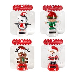 CHRISTMAS SPIRIT Festive Solar Dancing Decoration 11cm – Reindeer, Santa, Elf or Penguin