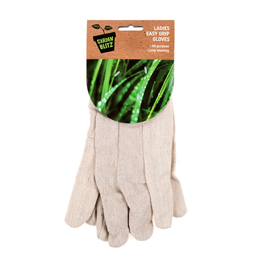 GARDEN BLITZ Ladies Natural Easy Grip Gloves with Black Cuffs