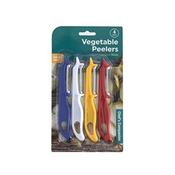 CHEF'S COMPANION Colourful Vegetable Peelers 4 Pack - Includes Blue, Yellow, Red and White