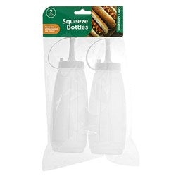 CHEF'S COMPANION 2 Pack Clear Squeeze Bottles with White Lid 18.5x5.5cm (300ml)