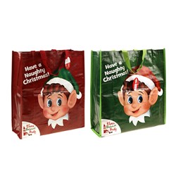 Naughty Elves Festive Print Storage Bag 40x45x14cm - Choose from Red or Green