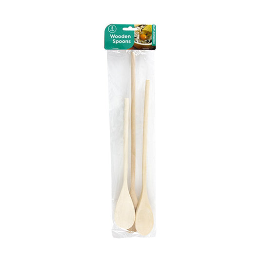 CHEF'S COMPANION Natural Wood Stirring Spoons (3 pack) - Includes 25cm, 30cm and 35cm