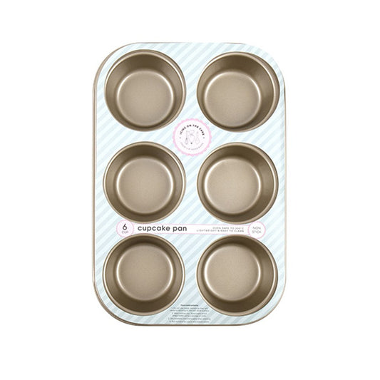 ICING ON THE SUGAR Champagne Non-Stick 6 Cupcake Tray 31.8x21.5x3cm