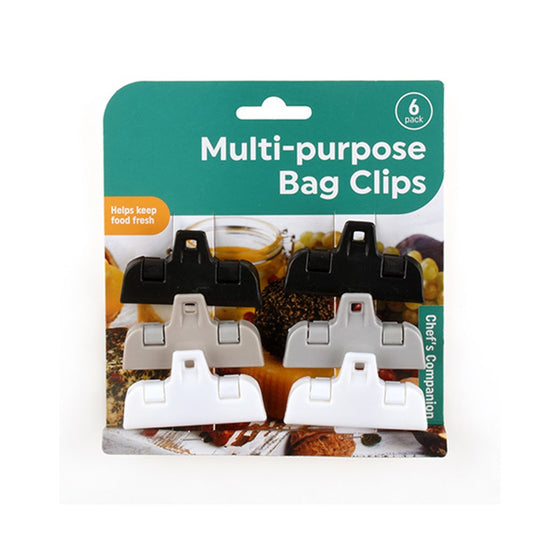 CHEF'S COMPANION 6 Multi Purpose Bag Clips - Includes Black, Grey and White