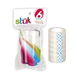 STUK Clear Sticky Tape Refill 1.2cmx10m (6 Pack)