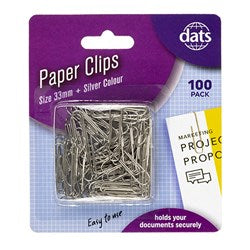 Silver Paper Clips 100 Pack