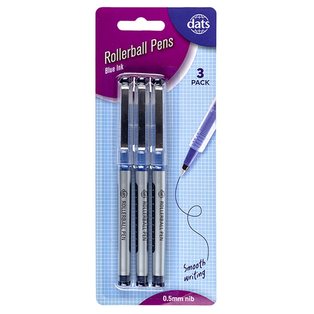 Blue Ink Rollerball Pen 0.5mm (3 Pack)
