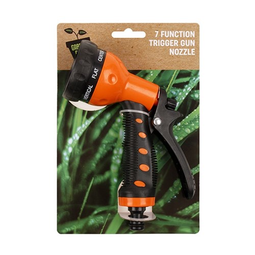 GARDEN BLITZ Orange/Black Garden Trigger Gun Nozzle 7 Function
