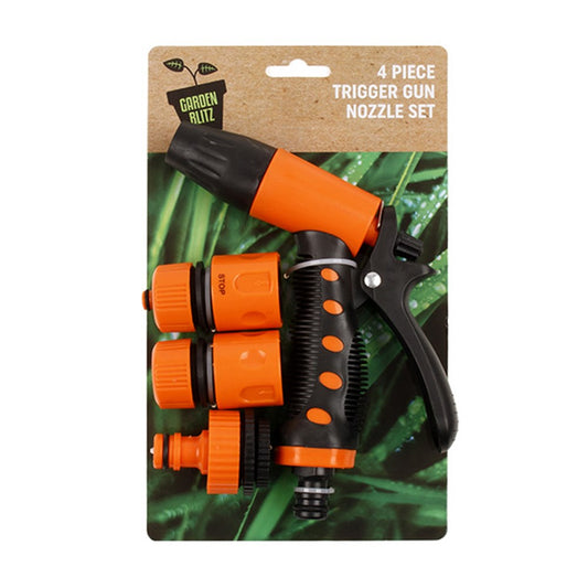 GARDEN BLITZ Orange/Black Garden Trigger Gun Nozzle Set 4 Piece