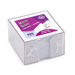 480 White Memo Notes in Clear Case 7.5x7.5cm