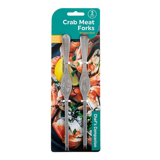 CHEF'S COMPANION Stainless Steel Embossed Crab Meat Forks (2 Pack)