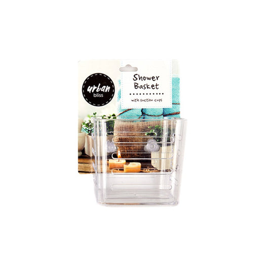 URBAN BLISS Clear Shower Basket with Suction Cups 10.8x8x10cm