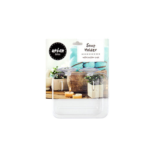 URBAN BLISS Clear Soap Holder with Suction Cups 13.4x10.8x3cm