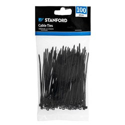 STANFORD Black Cable Ties 100x2.5mm - 100 Pack