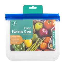 CHEF'S COMPANION Food Storage Bags with Zip Closure 21.5x18cm( 2 Pack)