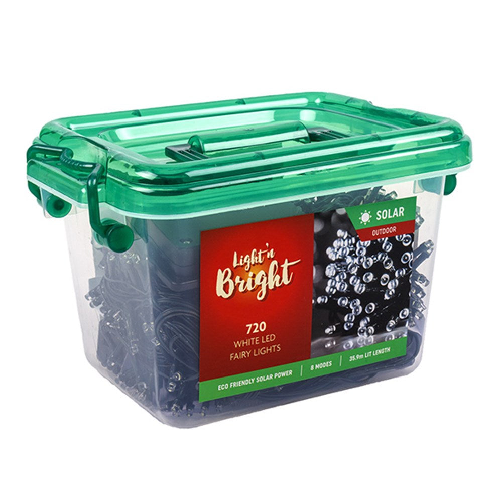 LIGHT'N BRIGHT 720 White LED String Fairy Lights (Solar)