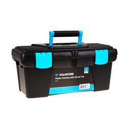 STANFORD Black and Blue Toolbox with Carry Handle and Lift-Out Tray 41cm