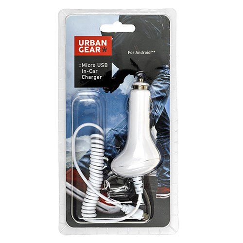 URBAN GEAR White Micro USB Car Charger for Android