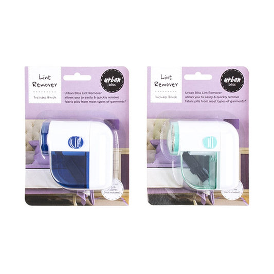 URBAN BLISS White Lint Remover with Brush 8x8.5x4cm (Battery Operated) - Light Blue or Dark Blue Features